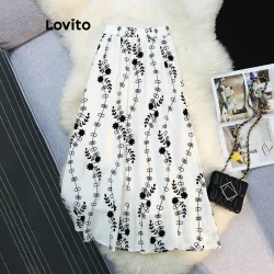 (Trendy) Lovito Saias Elegantes Saia De Flores Florais Ditsy Para Mulheres LNL237