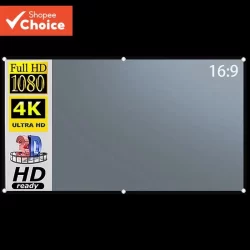 Tela Projetor 16 : 9 Refletiva Portátil Anti-Luz Cinza Metálica Dobrável Para Home Theater Party