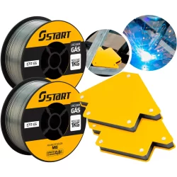 Kit 2 Arame Solda Mig Uso Sem Gás 0,8mm 1kg E71t-gs Start + 2 Esquadros 12kg
