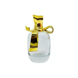 Frasco para Perfumaria de Vidro Com Válvula Spray e Tampa Laço Dourado – 100ml - 1 unidade - Rizzo