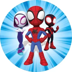 Capa de Painel Homem-Aranha Heróis Spidey Friends Festa Redondo Tecido Sublimado Vários Modelos  1,50x1,50m e 50x50cm