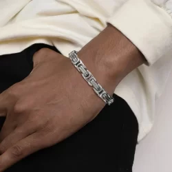 Vnox Brand Fashion Byzantine Chain Men's Bracelet , Pulseira De Corrente Punk De Aço Inoxidável À Prova D'água Cubana , 4/5/6/6.5/8mm De Largura Jóias De Presente De Aniversário