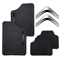 Tapete Automotivo Preto 4 Peças Citroen Personalizado Bordado Para Carro Emborrachado-Universal
