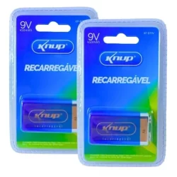 Kit 2 Baterias Recarregável 9 Volts Knup 9v 450mah Original