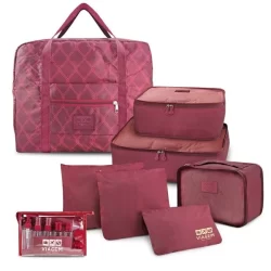 Kit Organizador de Malas 6 pcs + Bolsa Dobrável + Frascos de Viagem 10 pcs - Jacki Design