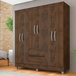 Guarda Roupa Casal Cancun 6 Portas 2 Gav Capuccino - Móveis Arapongas