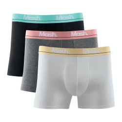 Kit 3 Cuecas Mash Boxer Cotton Elástico Bordado