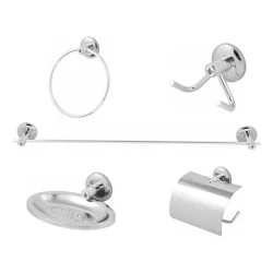 Kit de Acessórios para Banheiro Stander Cromado 5 Peças - LIDER METAIS