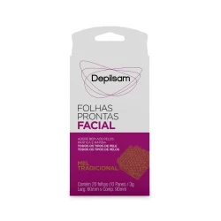 Folhas Prontas Para Depilação Facial Depilsam Mel 20Fls