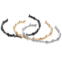 Simplicidade Moda Entanglement Thorns Twisted Abertura Bangle for Men Women Pulseiras Personalizadas Jóias Unisexo