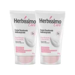 Kit C/2 Creme Desodorante Antitranspirante Herbíssimo Care Rosa Mosqueta e Niacinamida 55g
