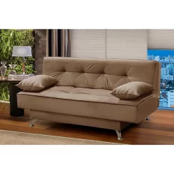sofá cama 1,80m França Suede Cappuccino Adonai Estofados