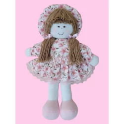 Boneca De Pano Clarinha Rosa Liz 37 cm Brinquedo Decoração Nicho