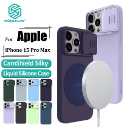 Nillkin Magnetic CamShield Capa Magnética Silky Para iPhone 15 Pro Max Câmera Deslizante De Silicone Líquido À Prova De Choque