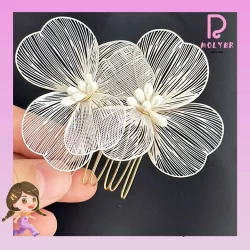 Pente De Noiva MOLYBR , Cabelo Floral De Cor Sólida Oca , Acessórios Em Liga Retro Hairpin Barroco