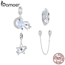 Bamoer 925 Sterling Sliver Charms Pendants Dreamy Star Trails Design Shooting Collection Acessórios Para Pulseiras DIY