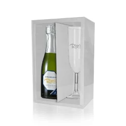 Caixa Mini Champanhe e Taça (20,5cm x 13cm x 6cm) Branca 20 unidades Assk
