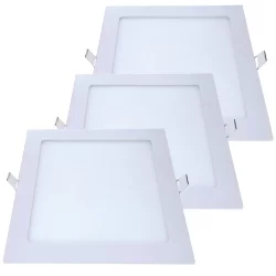 3 Painel Plafon Quadrado Embutir Luminária Gesso 18w 6500k Bivolt