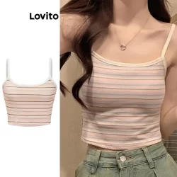 Lovito Regata Casual Com Listras Arco-Íris Colorblock Regata Para Mulheres L96MD012