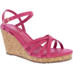 Sandália Gabriela Anabela Tiras Cruzadas Cortiça Pink