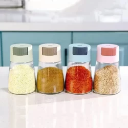 Conjunto 4 De Garrafa De Tempero De Medição, Sal e Pimenta Shaker  Spice Sugar Dispenser, Cominho Em Pó Açúcar Dispenser