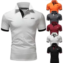 HUGO Camisa Polo Masculina De Verão , Manga Curta , Gola , Simples , Casual , Roupas Masculinas M-4Xl , Em Estoque 0858