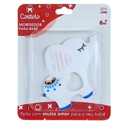 Mordedor Massageador de Gengivas Macio Elefante Infantil Branco Livre Bpa Castela