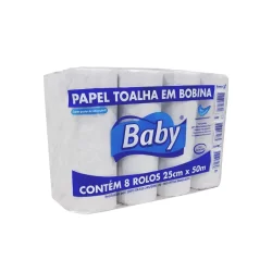 Papel Toalha Bobina Branco 8x50m Baby