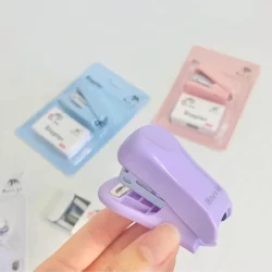 Kit Mini Grampeador Escolar Com Grampos Escritório Colorido