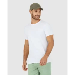 Camiseta Básica Masculina Decote Redondo Com Pesponto Em Algodão