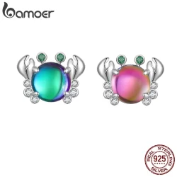 Bamoer 925 Sterling Sliver Charme De Caranguejo Deslumbrante Pingente De Design De Vidro Colorido BSC848