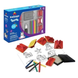 Carimbos Unicórnio com 6 Carimbos e Giz de Cera Desenhar Pintar Personagens Divertidos Criatividade Xalingo - 5319.8