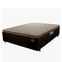 Cama Box Casal Colchão Espuma D33 Pillow Top Millenium 138x188x57cm Marrom Hellen - Suporta até 120k