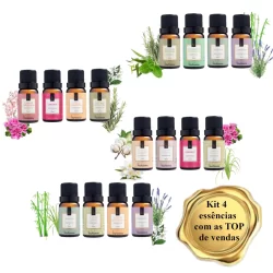 Essências TOP Mais Vendidas - Escolha seu KIT preferido com 4 Aromas - Via Aroma Essencia para Difusor Aromatizador Perfume Aromatização Ambiente Esencia concentrada
