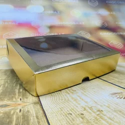10~50 CAIXA LAMINADA C/ VISOR (20 DOCES) 4x20x16 cm OURO 4676