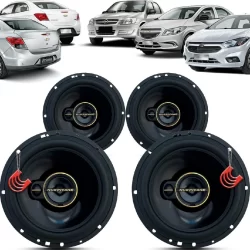 Kit Alto Falantes Dianteiros e Traseiros Chevrolet Prisma 2007 até 2019 - Hurricane Aurum 480w