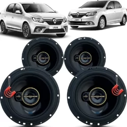 Kit Alto Falantes Dianteiros e Traseiros Renault Logan 2014 até 2021 - Hurricane Aurum 480w