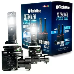 Kit Par Lâmpada Automotiva Ultra Led Force One 8000K 4100 Lúmens Encaixe Modelo H27 880/881 TechOne