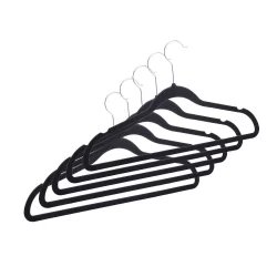 5 Cabides Lyor Preto de Plástico Emborrachado 41,5cm