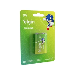 Pilha Alcalina 9V Elgin Bateria 9 Volts 6LR61 6F22 1 unidade