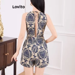 (Trendy) Lovito Macacão elegante com estampa tribal para mulheres L121MD453