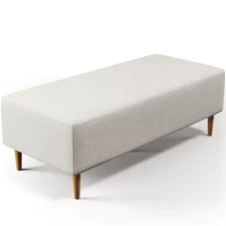 Puff Decorativo Sala de Estar Bali W01 Pés Palito 120x50 cm Linho Champagne - Lyam Decor