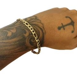 Pulseira Masculina Corrente Grumet 3x1 Banhada Ouro 18k Fecho Gaveta