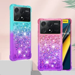 Capa De Luxo Líquido Glitter Star Xiaomi Poco X6 Pro C40 F5 X5 X4 M4 5G X3 Pro NFC M3 M6 Pro 4G À Prova De Choque Diamante Gradiente Amor Coração Meninas