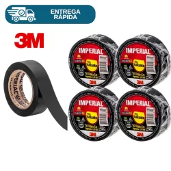 Kit 4 Fita Isolante 3M Imperial Slim Preta 18mm - 5 Metros 10 Metros e 20 Metros Cabos Manutenção