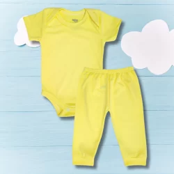 Conjunto de Malha Body Manga Curta e Calça Bebê Menino Menina