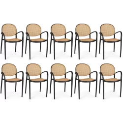 Kit 10 Cadeiras de Jantar Roma com Braço para Sala e Cozinha