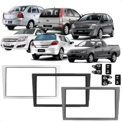 Moldura 2DIN Preto / Prata / Cinza - 7 Polegadas Corsa Vectra Montana Meriva