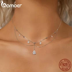 Colar De Fita Bamoer 925 Sterling Gotas Design De Jóias Para Mulheres