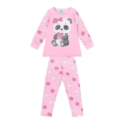 Pijama Menina Moletom Flanelado Panda Brilha no Escuro- Kyly